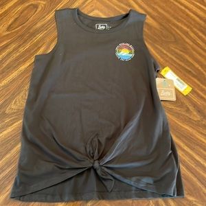 Black tie front tank top
